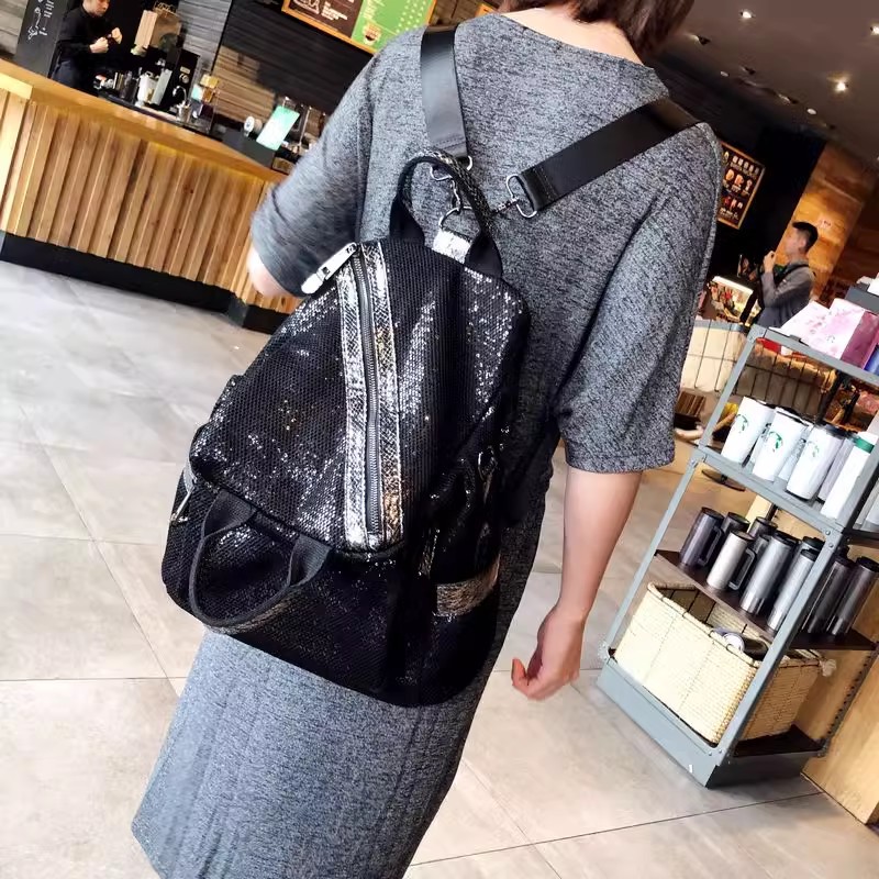Luxury Bags Vintage - New Women Nylon Sequins Backpacks High