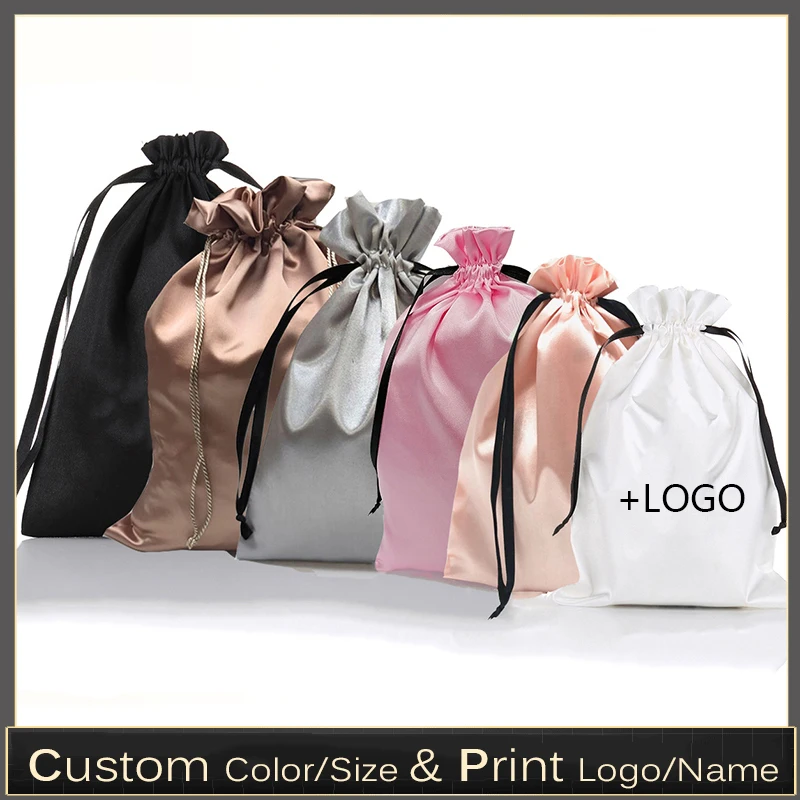 Luxury Bags From China - 10PCS Custom Satin Extensions Hair Bags