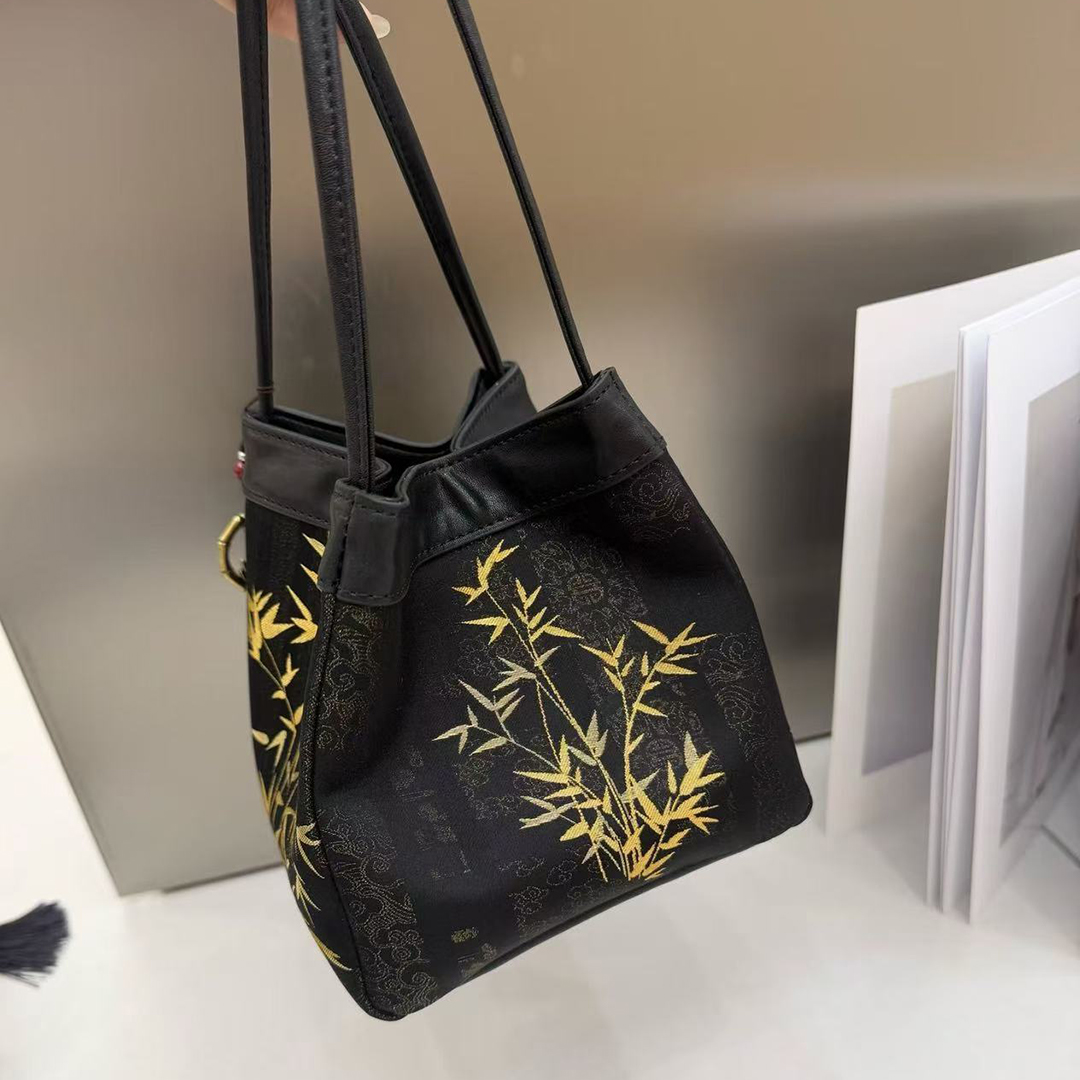 Luxury Bags Gold - Mendy Song Brocade Tote Bag Women