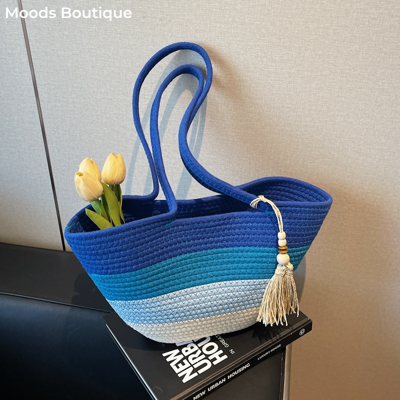 Luxury Bags Trend 2025 - Cotton Rope Woven Design Shoulder Tote