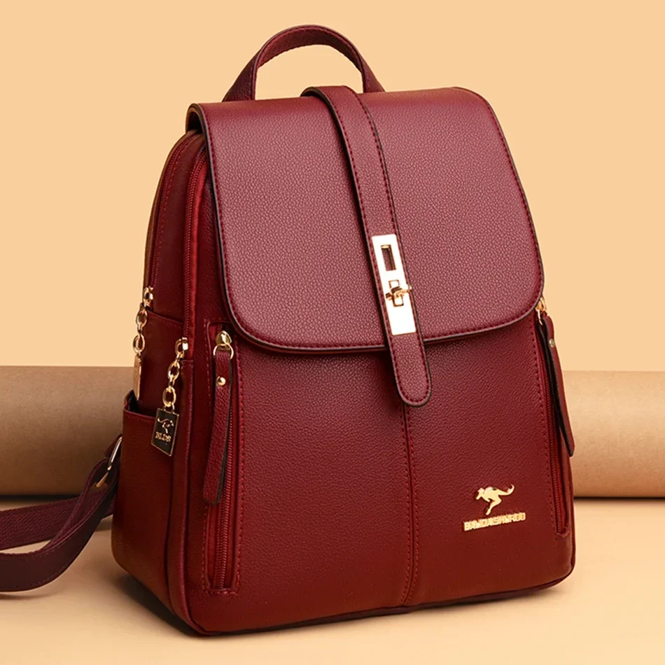 Luxury Bags Vintage - Women Leather Large Capacity Backpack High