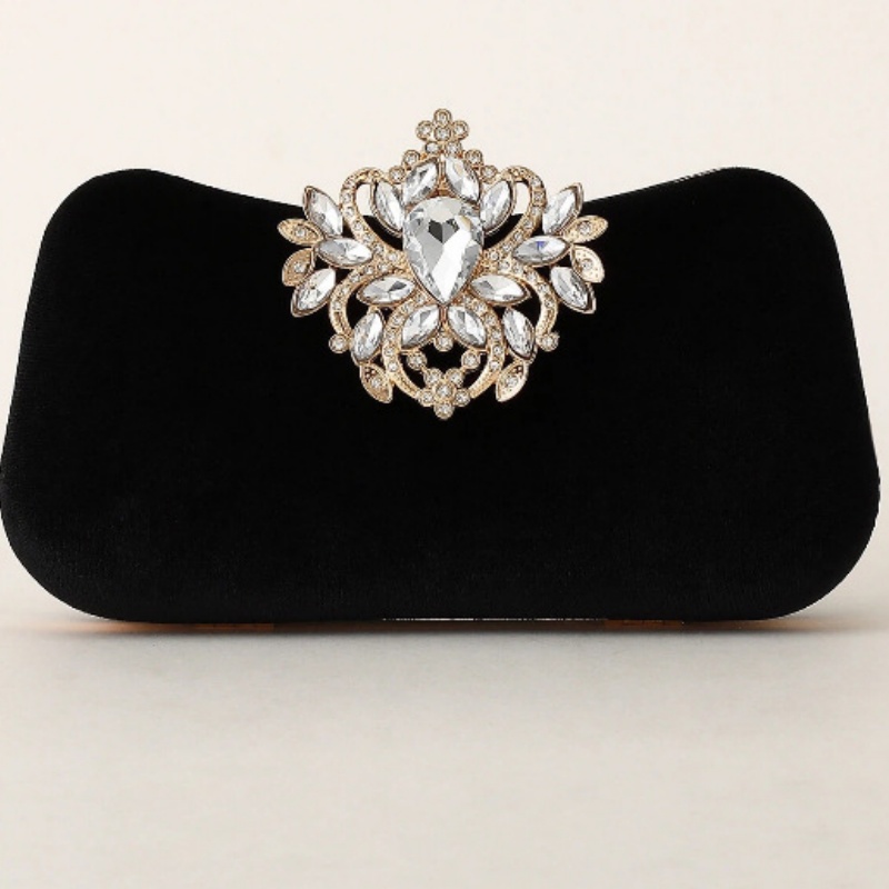 Dark Green Velvet Clutch Bag L - Luxury Bags Gold 评论和价格