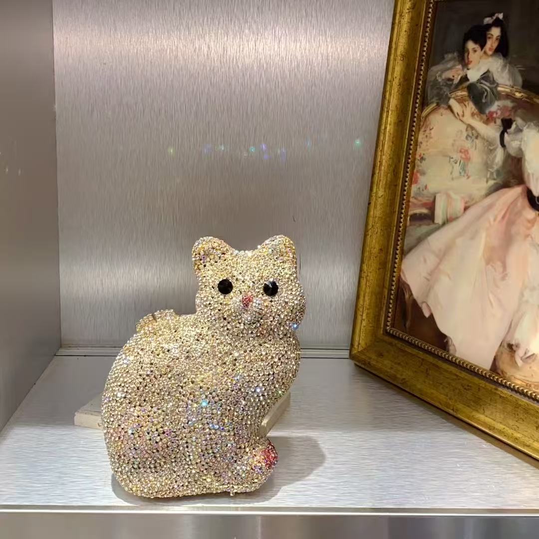 Gold Cute Cat Shape Women Hand - Luxury Bags Gold 评论和价格