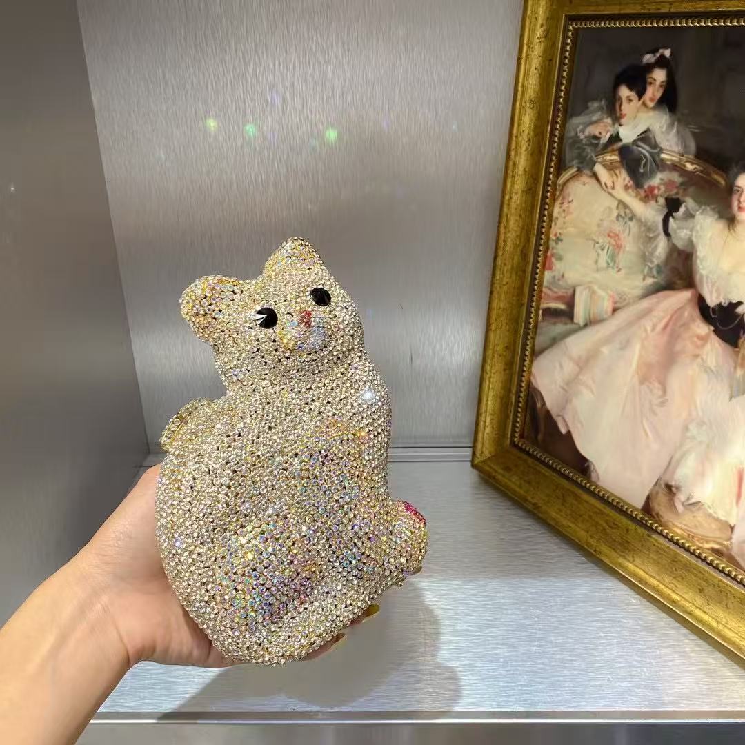 Gold Cute Cat Shape Women Hand - Luxury Bags Gold 评论和价格
