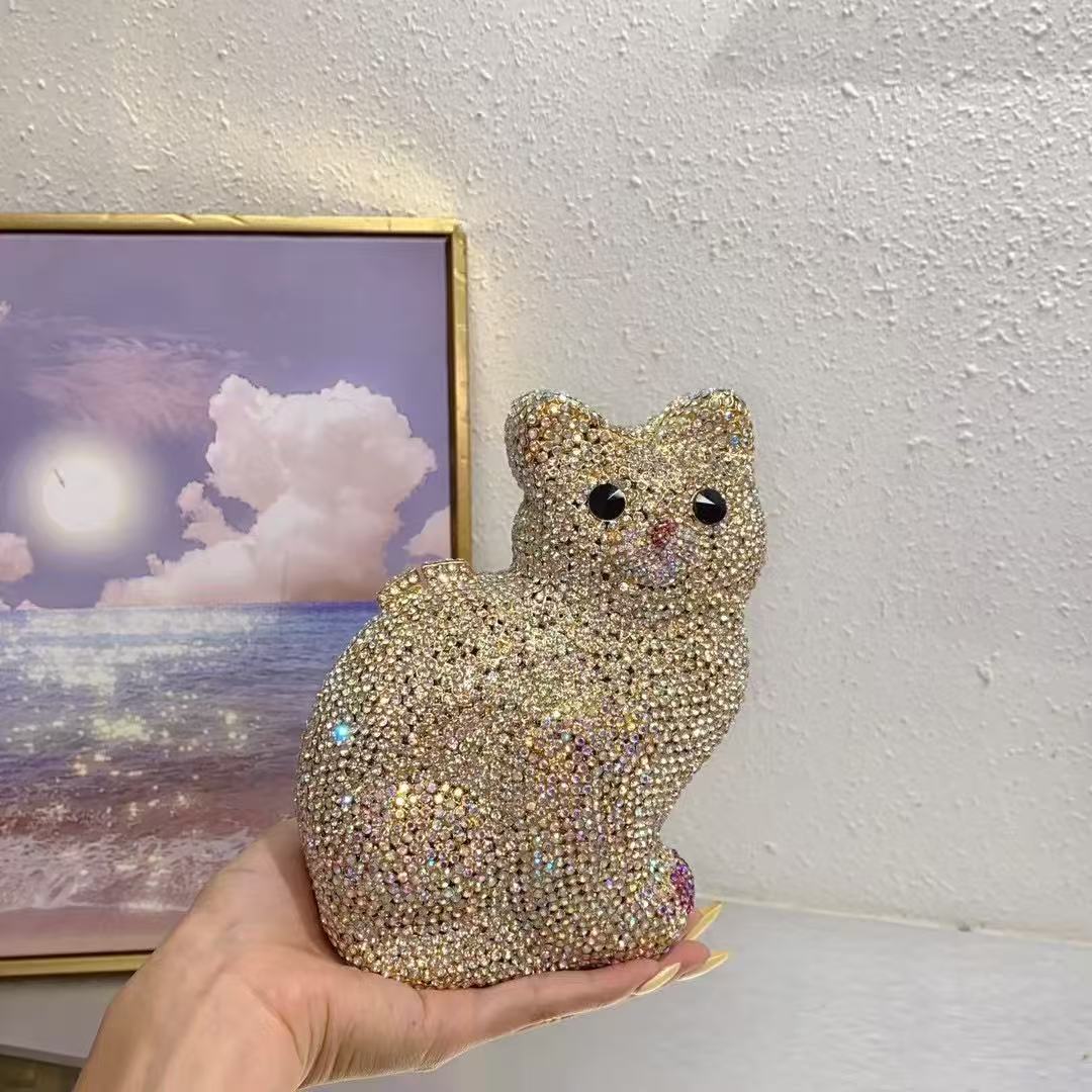 Gold Cute Cat Shape Women Hand - Luxury Bags Gold 评论和价格